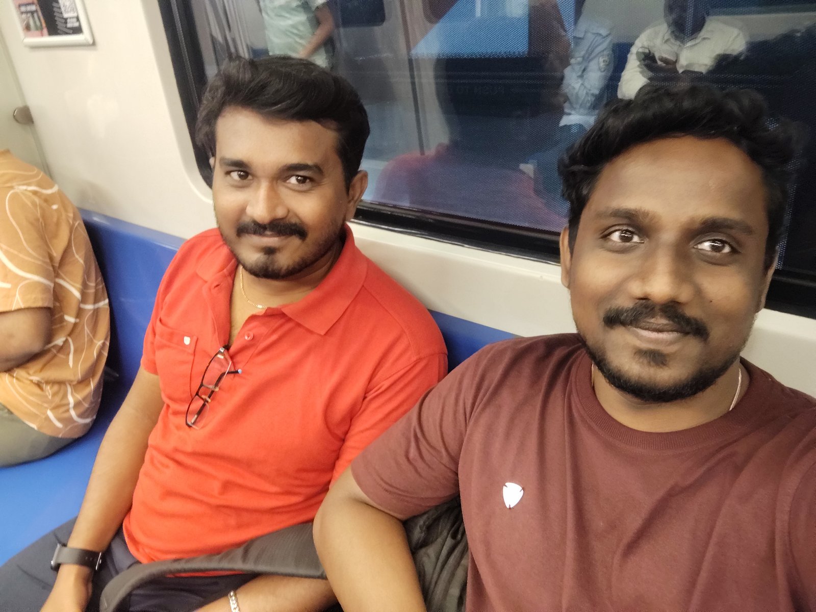 Mayakrishnan and Selvakumar Duraipandian, co-creators of LinkCortex, catching up on the Chennai Metro